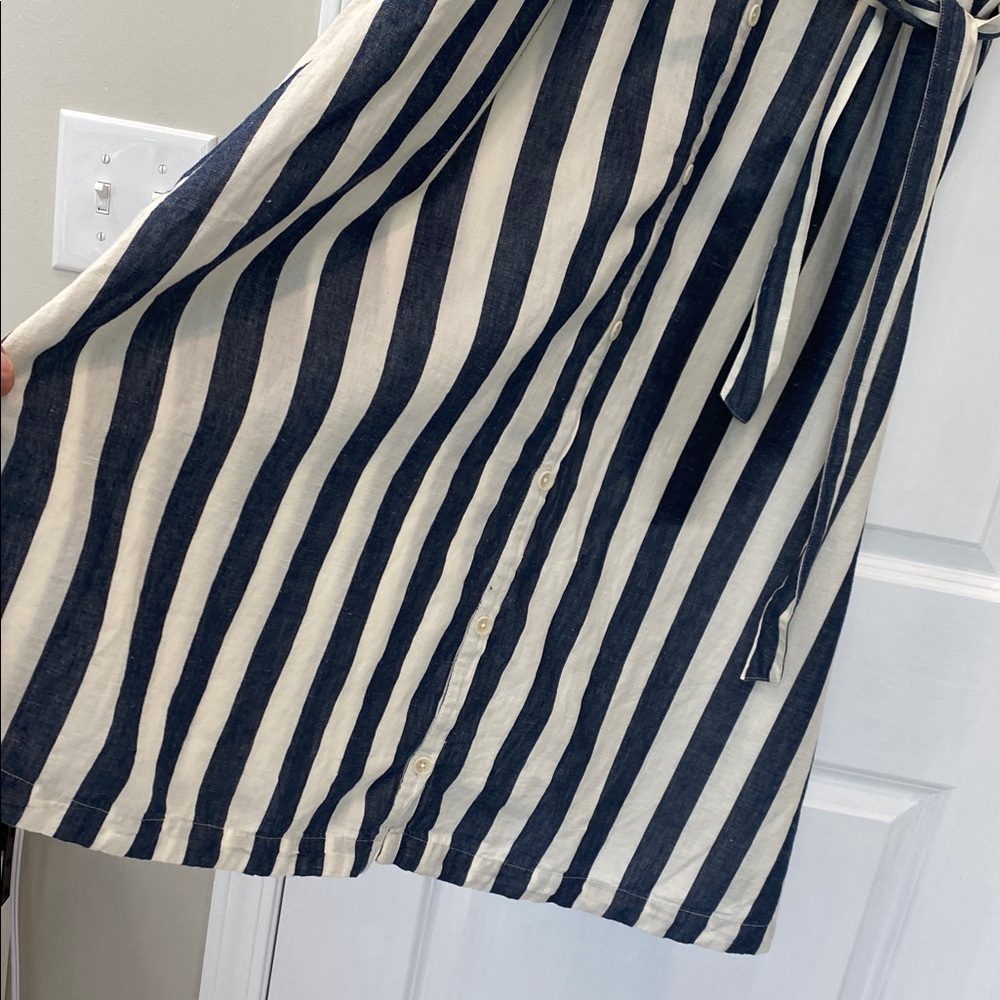 Pact cotton Navy and White Stripe Button-Front Dress - Picture 5 of 10